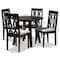 Baxton Studio Imogen Grey Upholstered and Brown Finished Wood 5-Piece Dining Set 170-9734-10896 - alternate 4